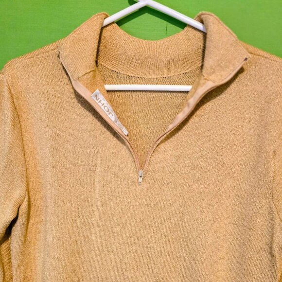 St. John Metallic Gold Mock Neck Sweater L - Picture 5 of 9
